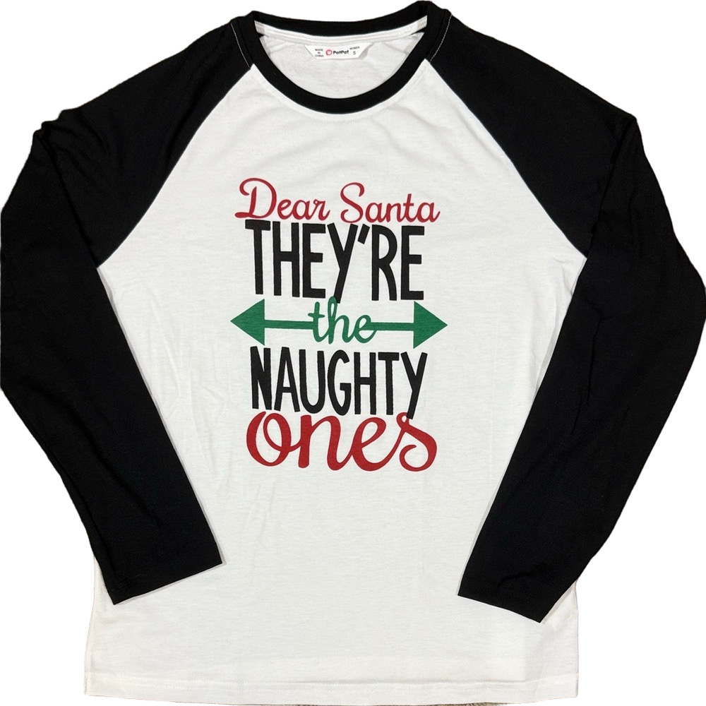 PatPat Black and White Long Sleeve Dear Santa Tee SKU1205